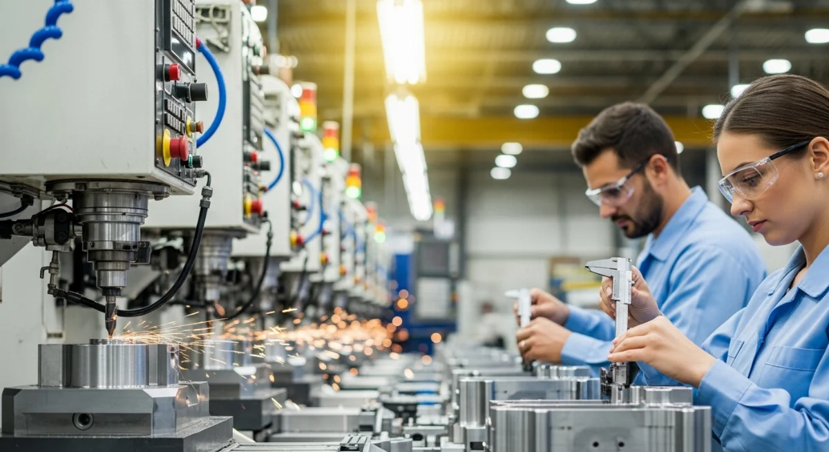 Nhân viên kỹ thuật tại xưởng đang kiểm tra độ bền khuôn mẫu định kỳ