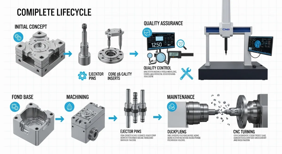 Các linh kiện khuôn ép nhựa cơ bản bao gồm chốt đẩy và bạc dẫn hướng chất lượng