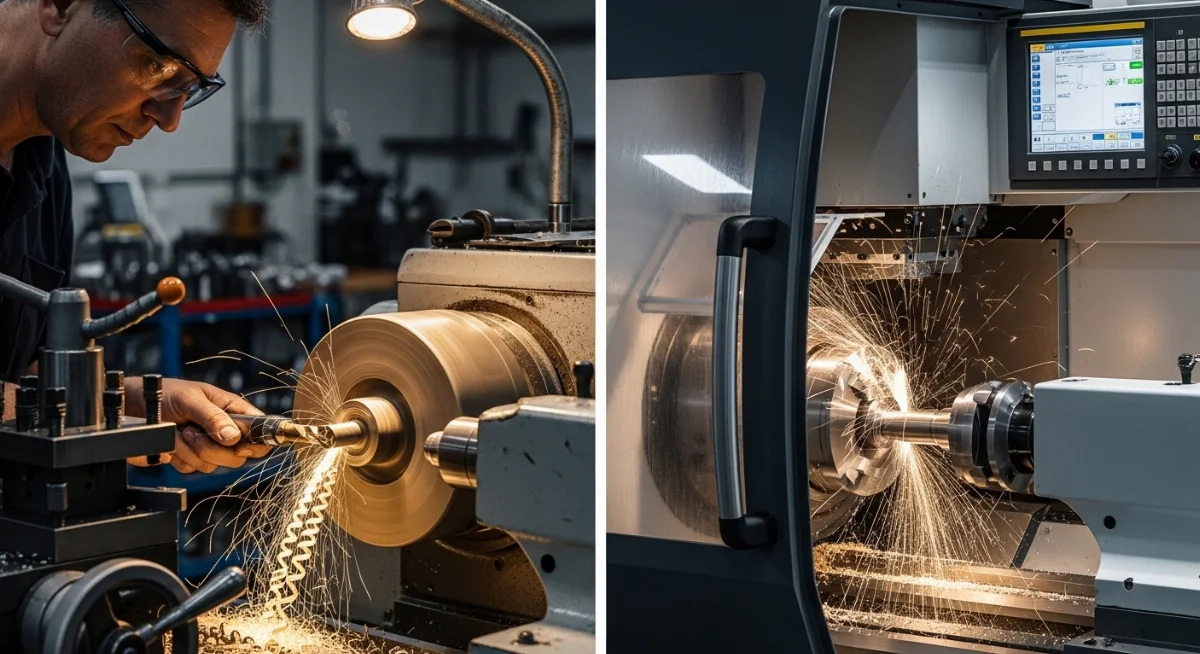 So sánh chi tiết đặc điểm kỹ thuật máy tiện CNC và máy tiện cơ truyền thống