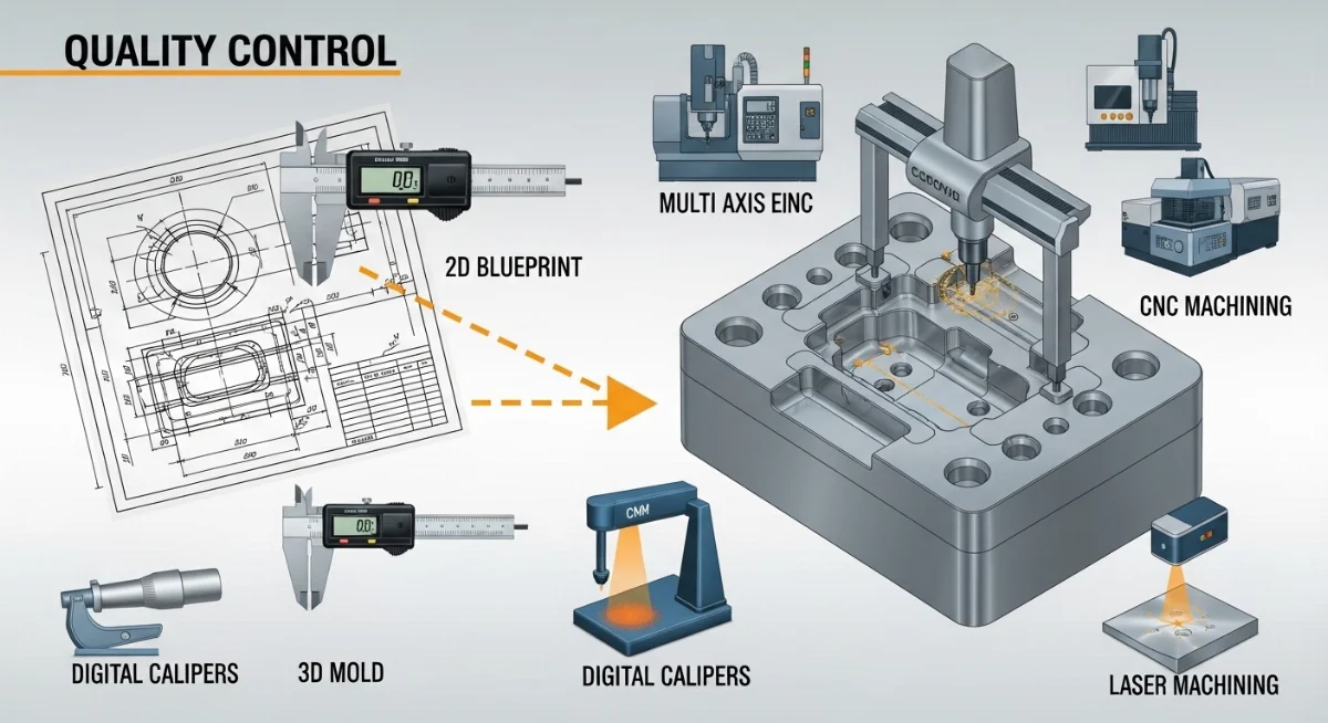 Kiểm tra chất lượng sản phẩm nhựa mẫu sau khi ép thử nghiệm từ khuôn mới