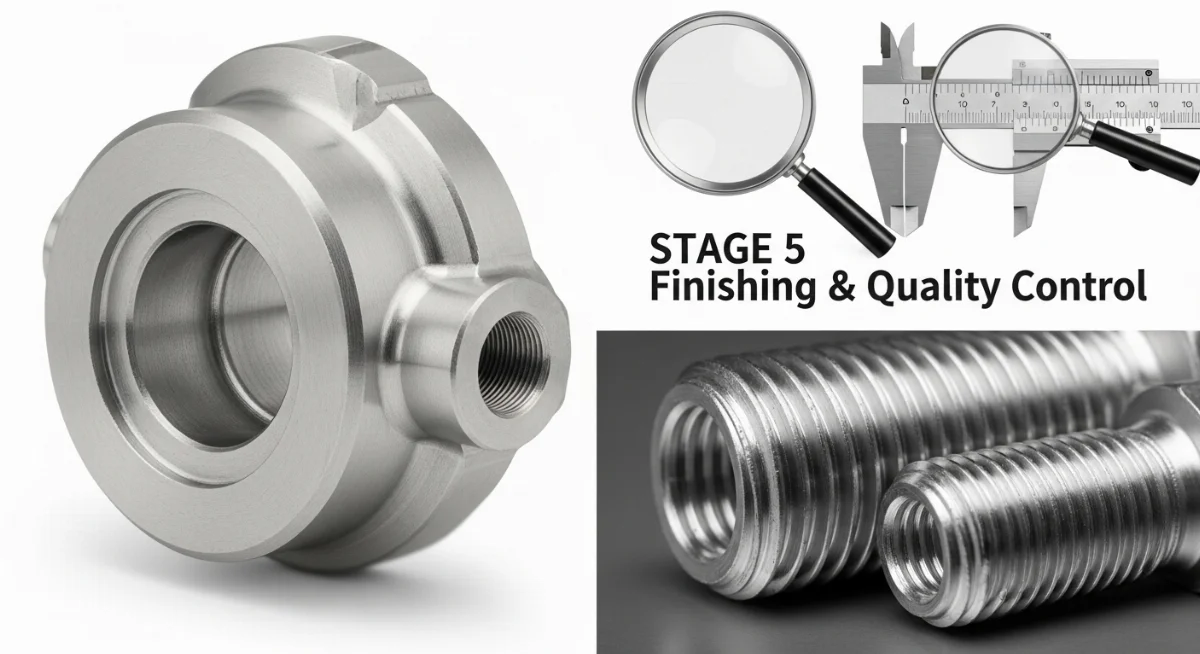 Kiểm tra chất lượng bề mặt chi tiết inox sau khi tiện CNC bằng thiết bị đo chính xác