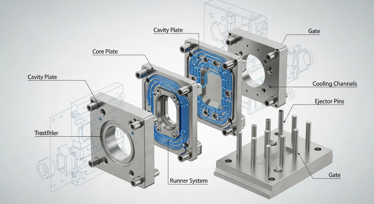 Hệ thống kênh dẫn nhựa nóng chảy bên trong khuôn đúc nhựa tiêu chuẩn chất lượng cao