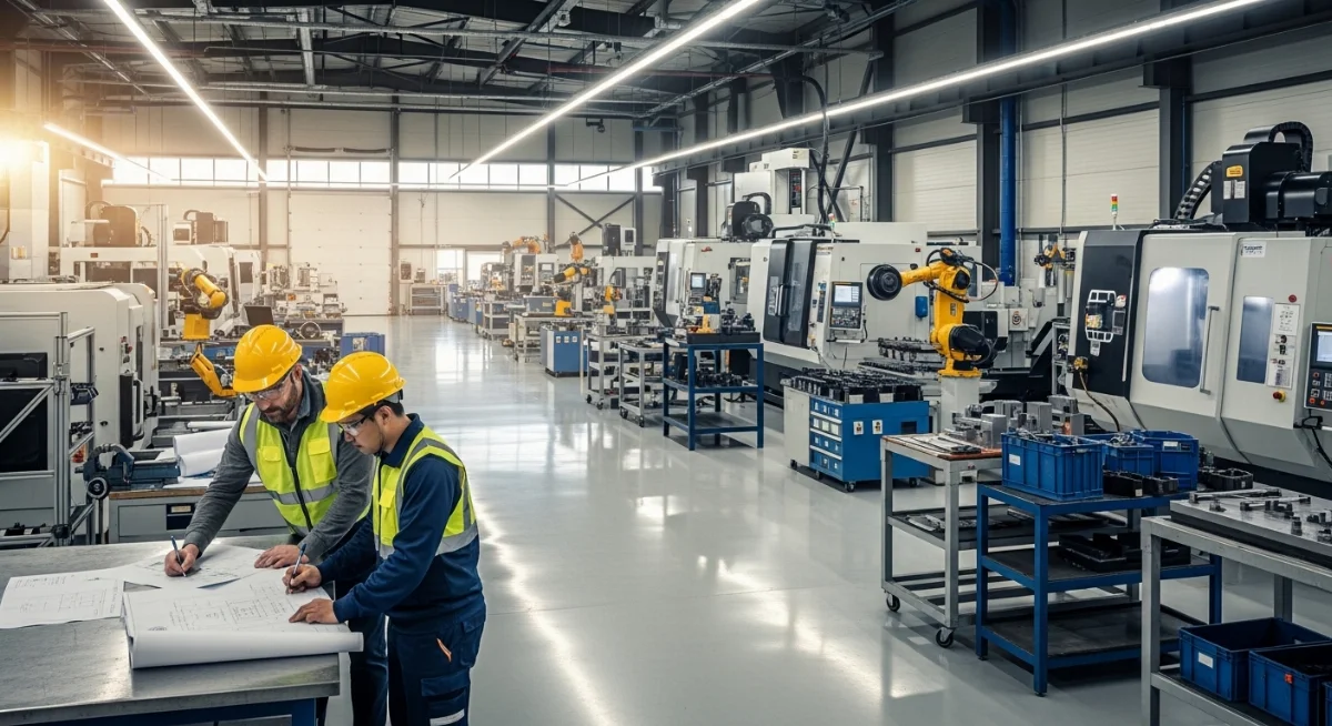 Kỹ thuật viên đang vận hành máy tiện CNC để gia công chi tiết máy chính xác