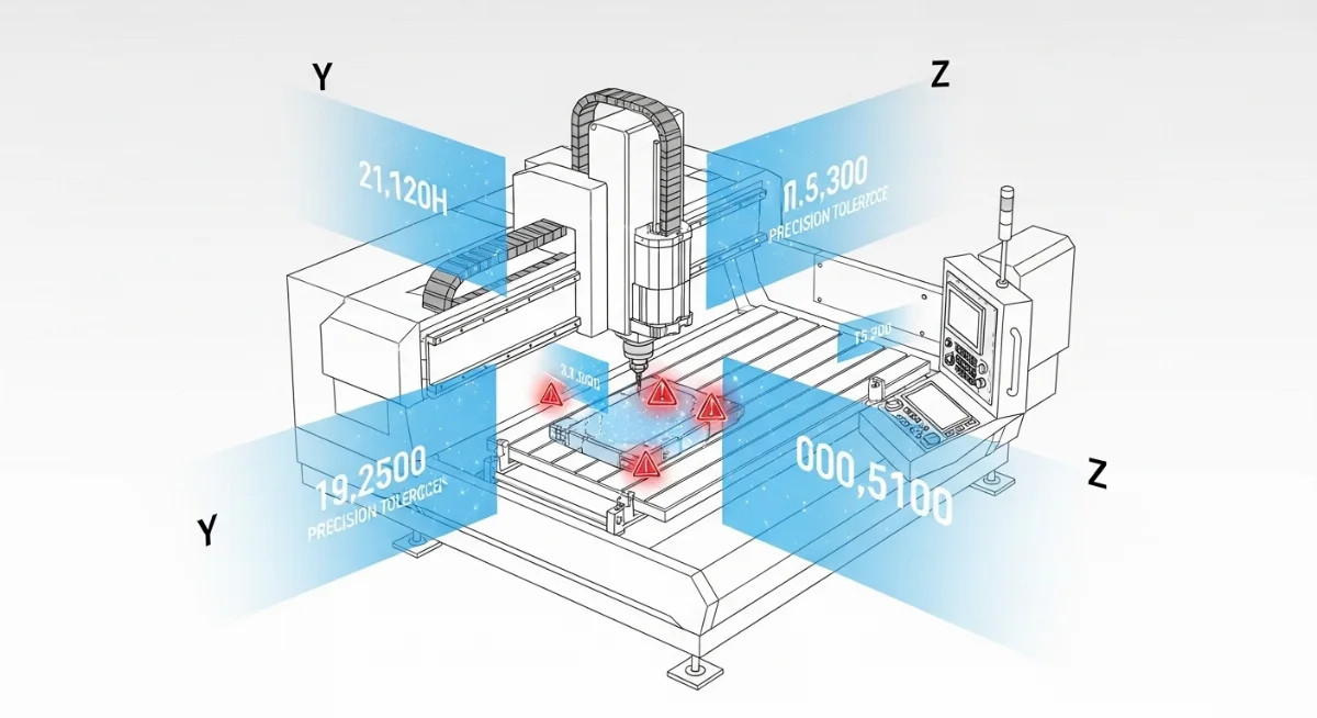 Sơ đồ minh họa độ rơ vít me gây ra sai số vị trí CNC khi gia công