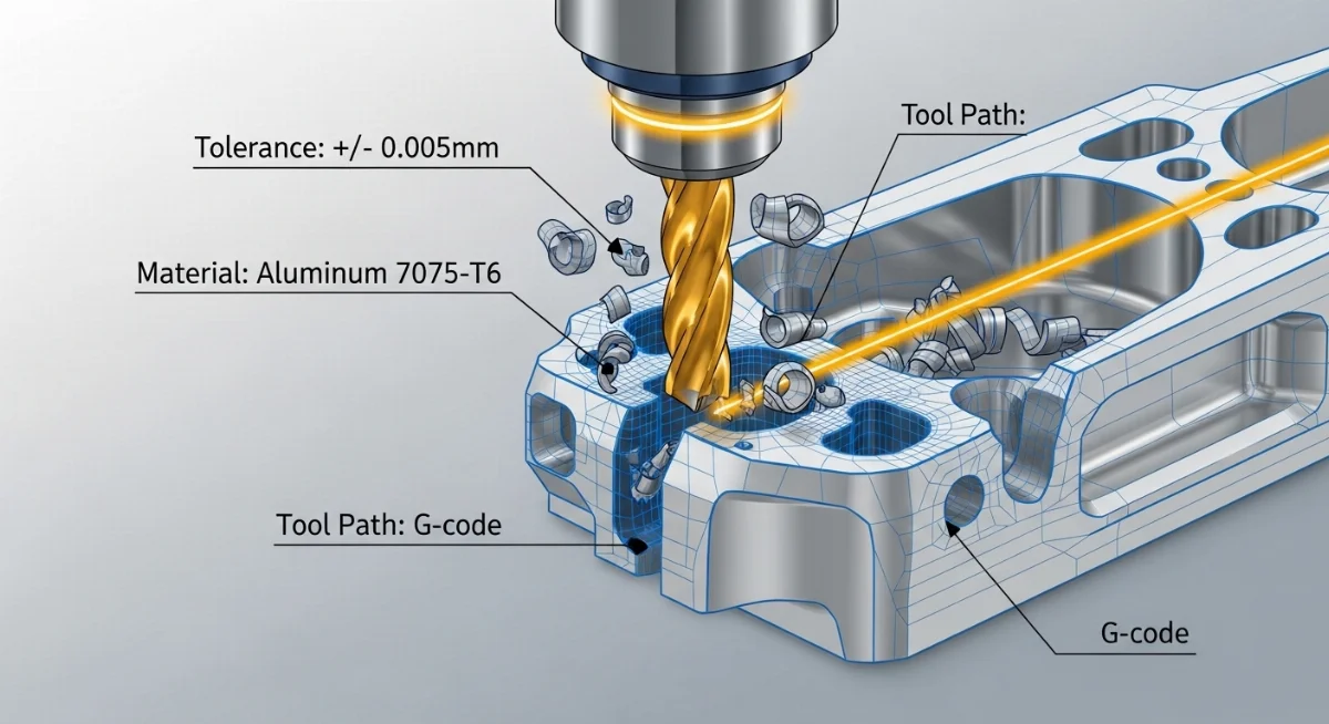 Kỹ sư đang thực hiện lập trình G-code cho quy trình phay CNC 1 cái sản phẩm mẫu phức tạp