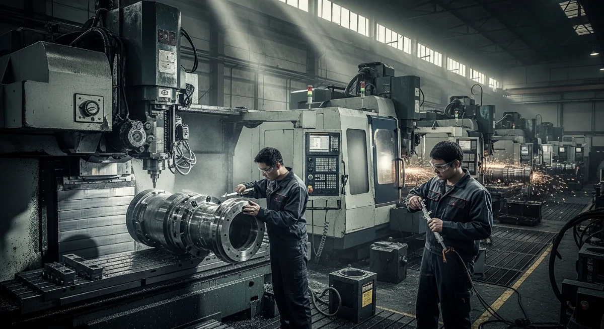 Hệ thống máy phay CNC hiện đại đang thực hiện quy trình gia công lòng khuôn mẫu thép SKD11