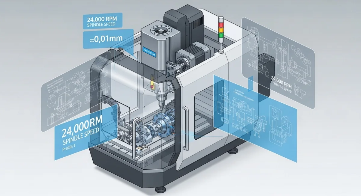 Kỹ thuật viên đang kiểm tra sai số phay CNC bằng đồng hồ so chính xác cao