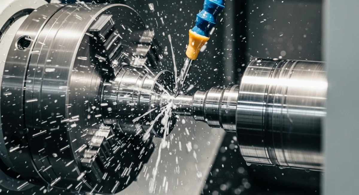 Hệ thống máy tiện CNC hiện đại đang gia công tiện chi tiết máy CNC chính xác cao