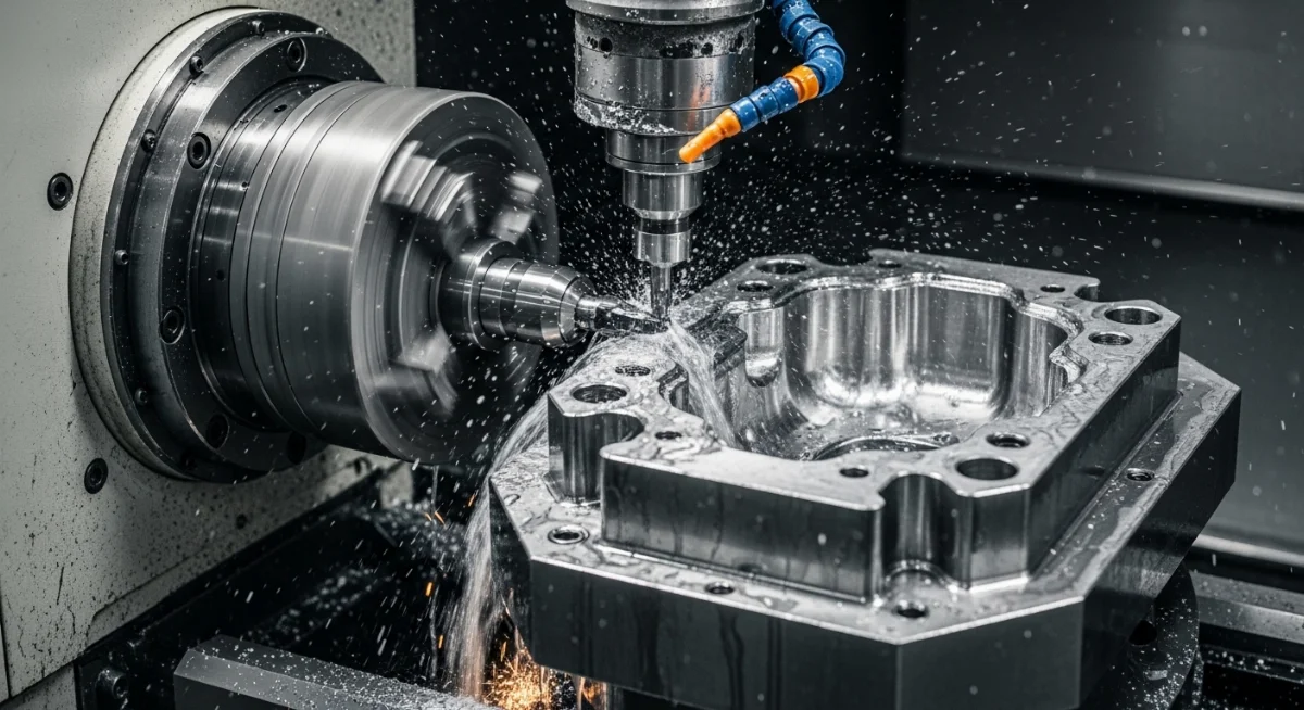 Nhân viên kỹ thuật vận hành máy CNC hiện đại gia công khuôn mẫu chính xác cao