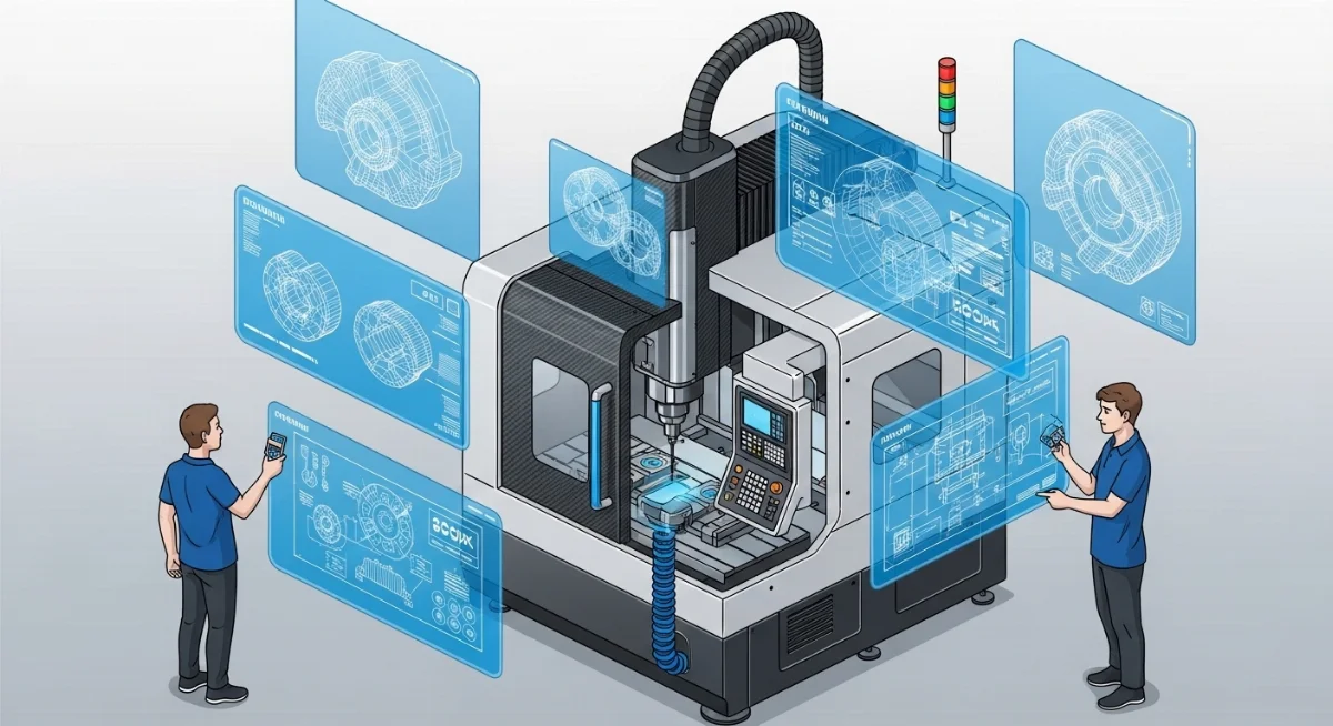 Lập trình viên đang thực hiện học lập trình CNC trên phần mềm Mastercam chuyên dụng