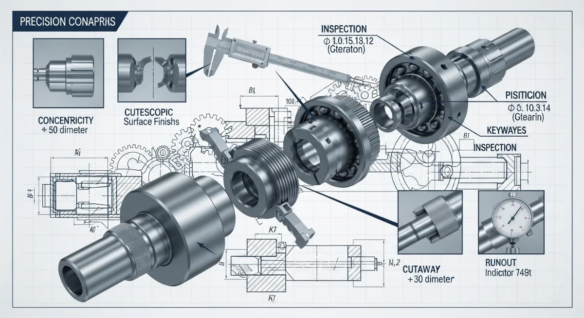 Sản phẩm trục cơ khí sau khi hoàn thiện gia công tiện CNC với độ bóng bề mặt cao